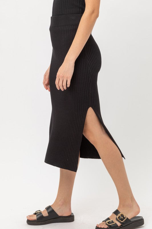 Glow Fashion Boutique Black Rib-knit Skirt
