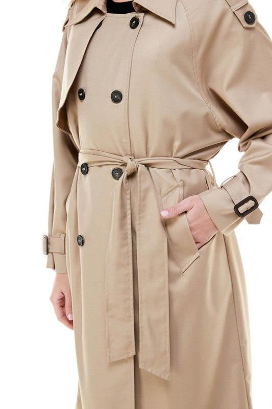 Glow Fashion Boutique Tan Trench Coat with Belt