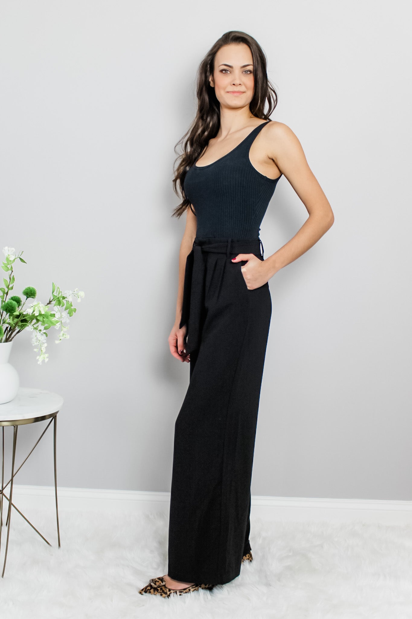 Load image into Gallery viewer, Classic Wide Leg Black Pants Glow Fashion Boutique
