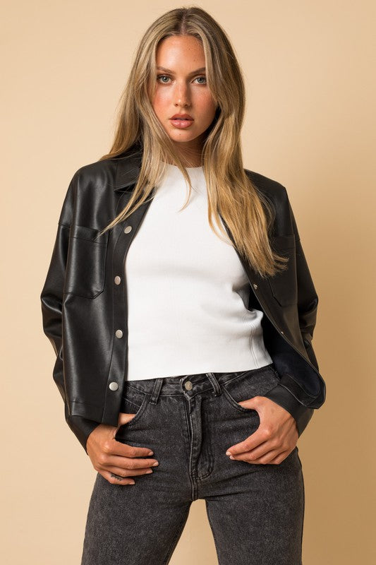 Glow Fashion Boutique Black Faux Leather Jacket