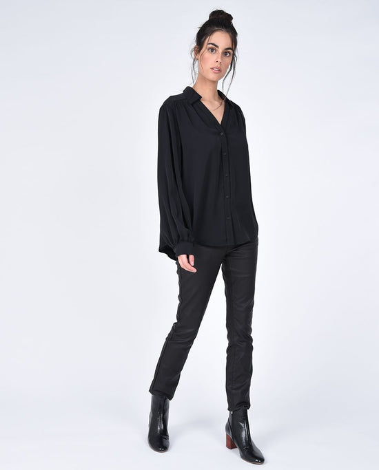 Glow Fashion Boutique black blouse balloon sleeve