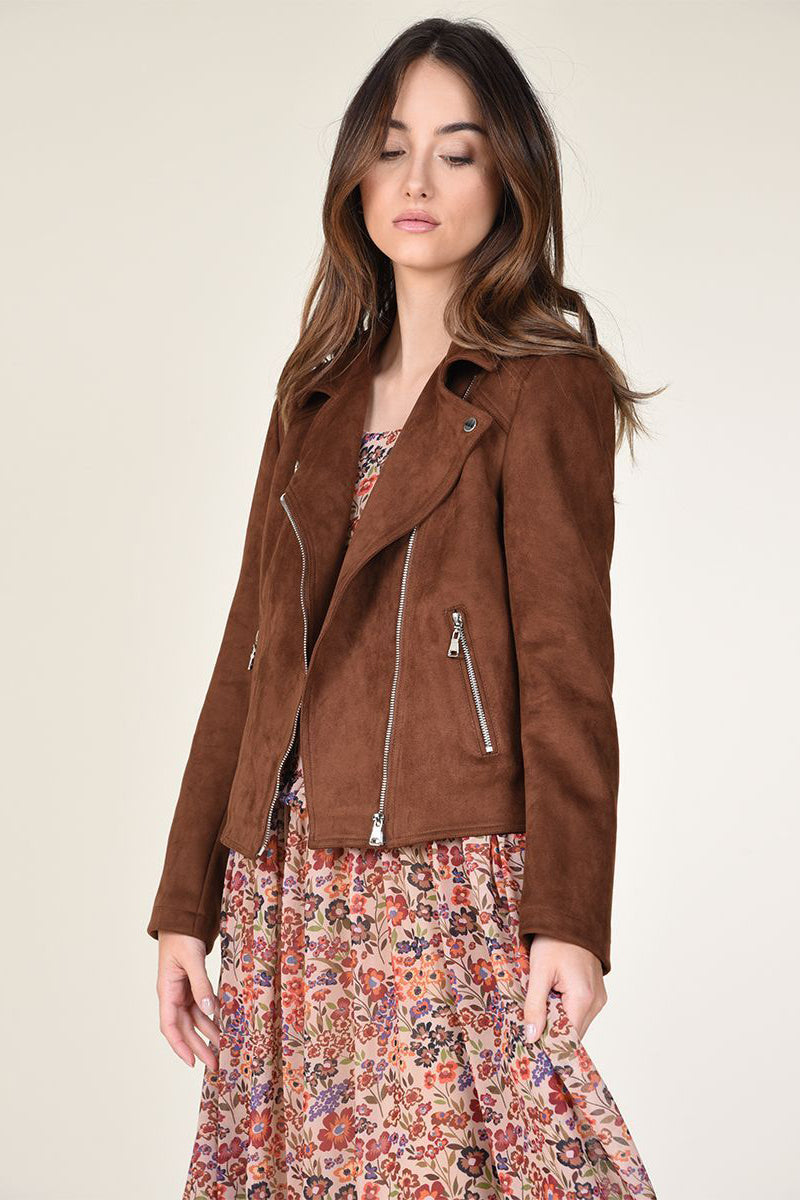 Load image into Gallery viewer, Glow Fashion Boutique Brown suede jacket

