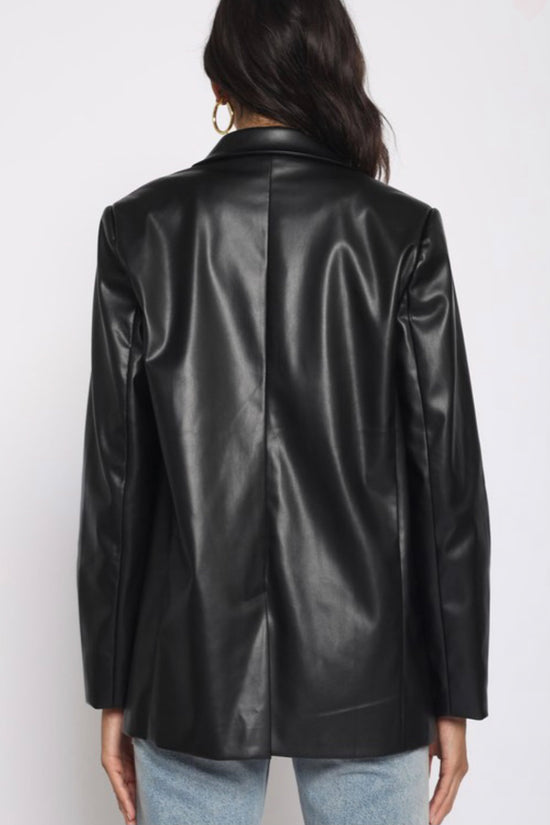 Glow Fashion Boutique vegan leather black blazer