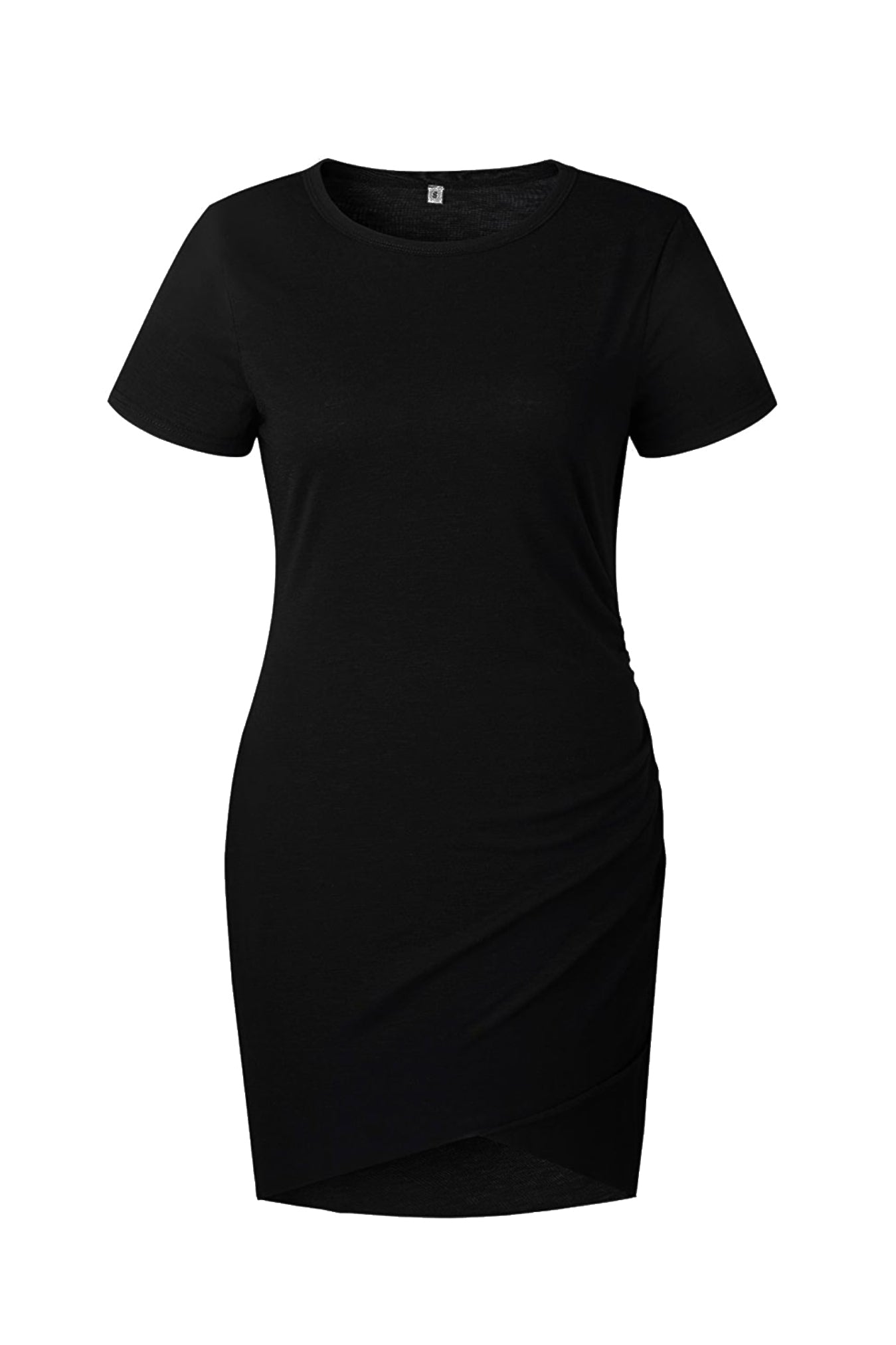 Load image into Gallery viewer, Glow Fashion Boutique Short Sleeve Black Ruched Dress 
