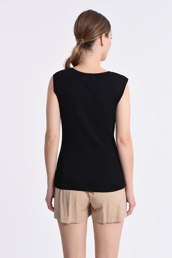 Load image into Gallery viewer, Glow Fashion Boutique Black Sleeveless Ribbed Knit Tank
