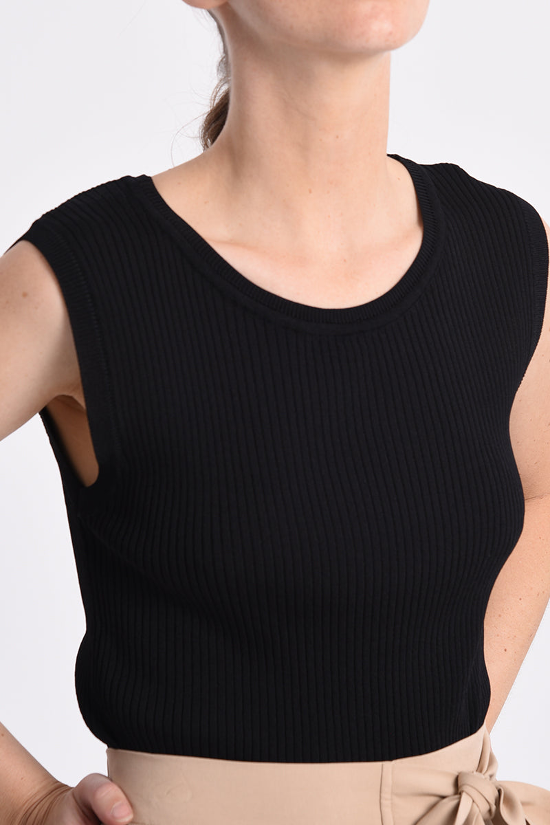 Load image into Gallery viewer, Glow Fashion Boutique Black Sleeveless Ribbed Knit Tank
