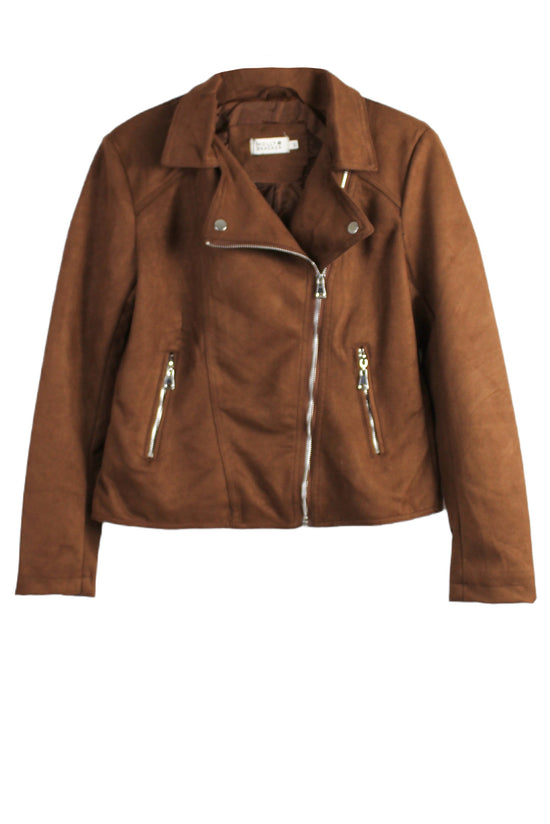 Load image into Gallery viewer, Glow Fashion Boutique Brown Moto Jacket
