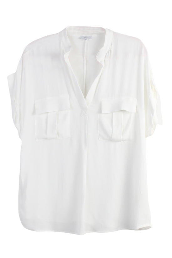 Load image into Gallery viewer, Glow Fashion Boutique short sleeve white blouse
