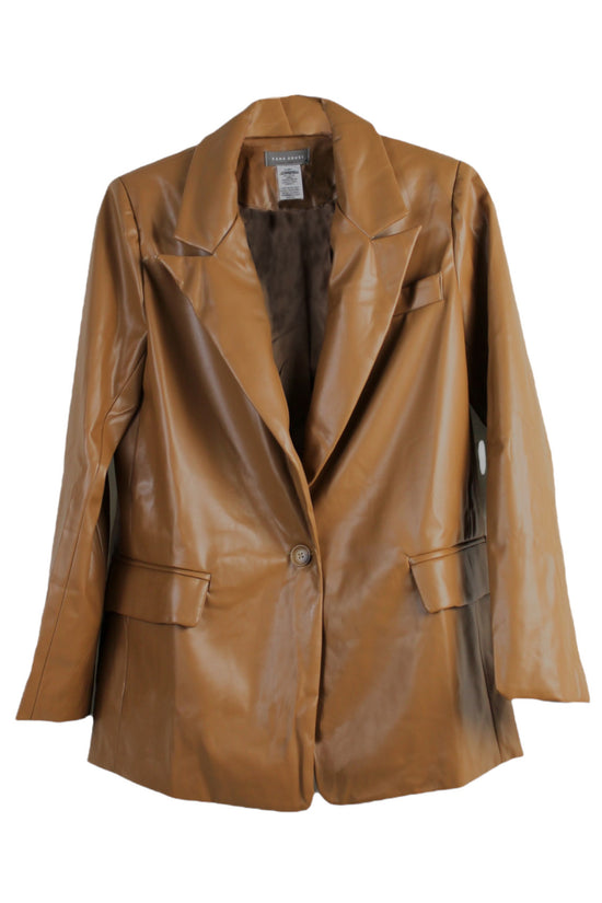 Load image into Gallery viewer, Glow Fashion Boutique faux leather caramel blazer
