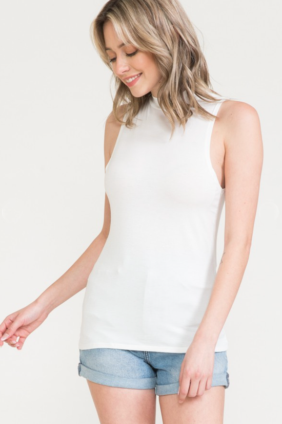 Load image into Gallery viewer, Glow Fashion Boutique White Mock Neck Tank Top

