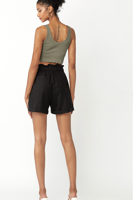 Load image into Gallery viewer, Glow Fashion Boutique Black Linen Elastic Waist Shorts
