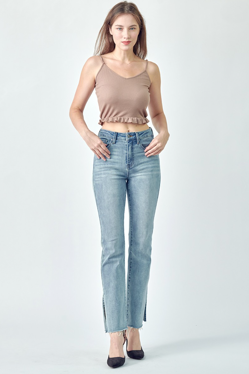 Load image into Gallery viewer, Glow Fashion Boutique Split Hem Jeans
