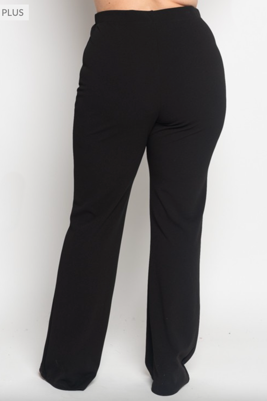 Load image into Gallery viewer, Glow Fashion Boutique Plus Size Wide Leg Black Trousers
