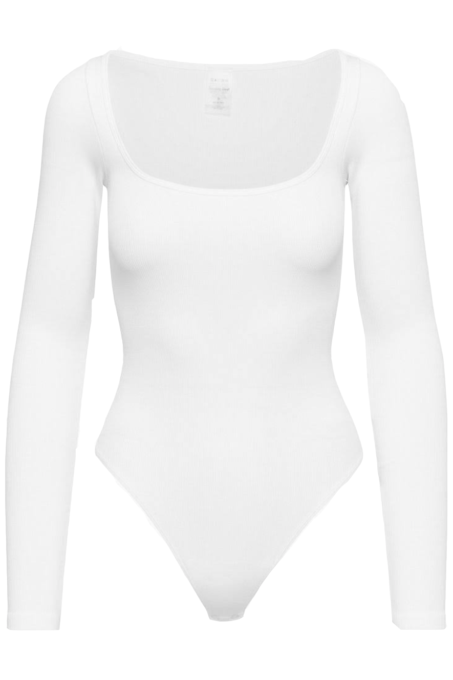 Glow Fashion Boutique White Square Neck Bodysuit