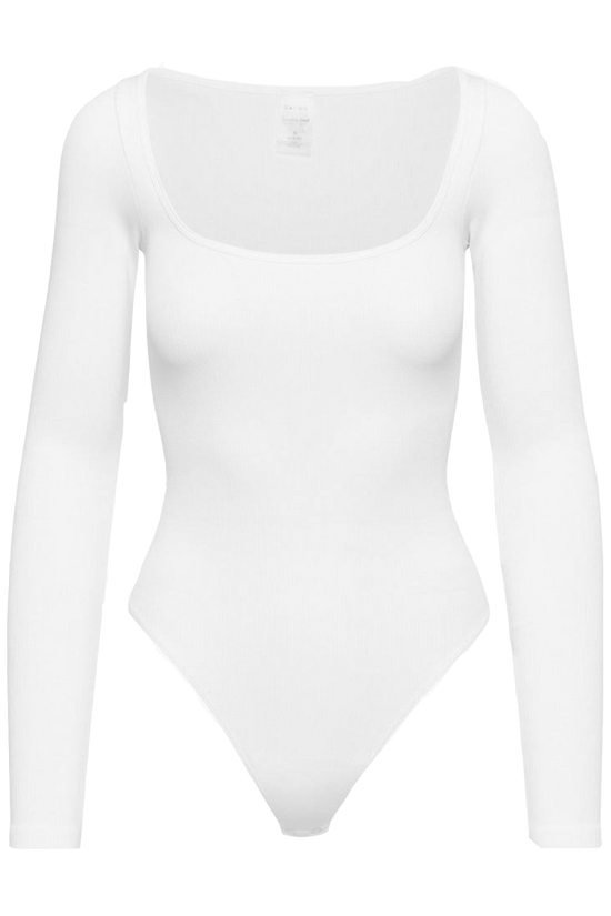 Glow Fashion Boutique White Square Neck Bodysuit