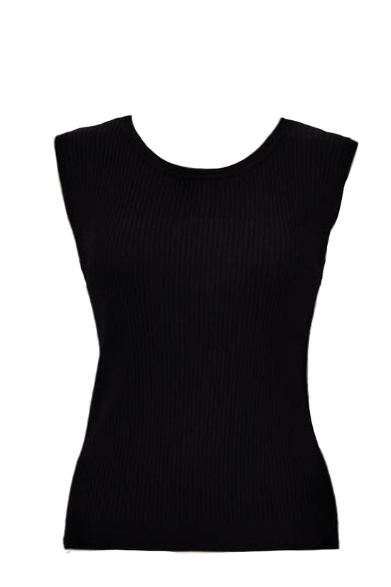 Glow Fashion Boutique Black Sleeveless Ribbed Knit Tank