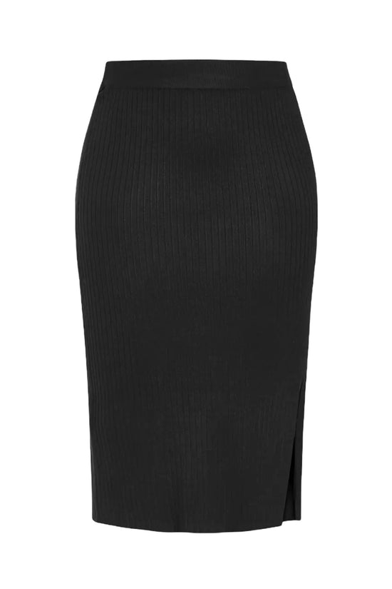 Glow Fashion Boutique Ribbed Knit Black Pencil Skirt