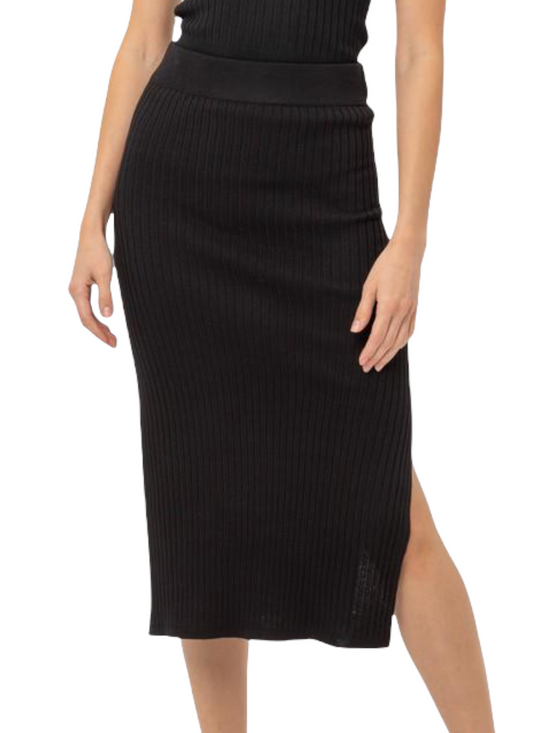 Glow Fashion Boutique Rib-knit Black Pencil Skirt