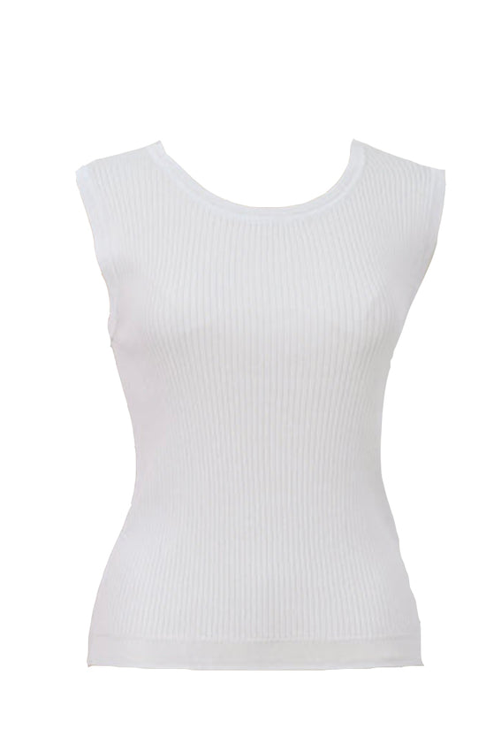Load image into Gallery viewer, Glow Fashion Boutique White Sleeveless Ribbed Knit Tank

