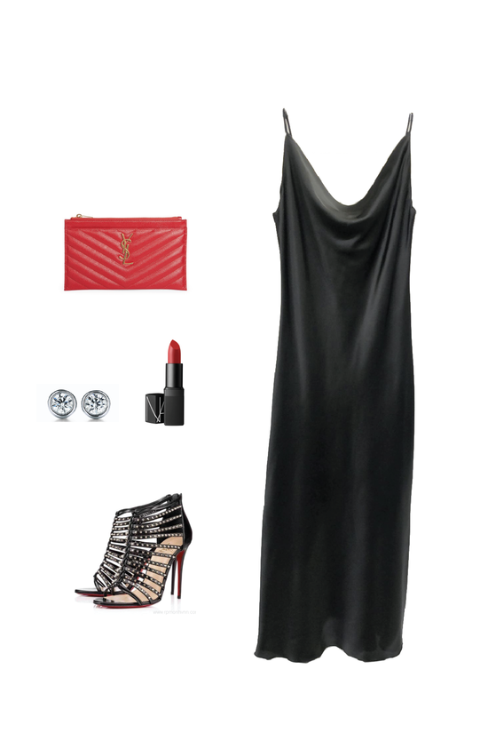 Glow Fashion Boutique Black Slip Dress styling